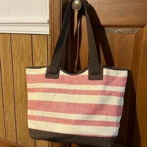 Large pink striped bag